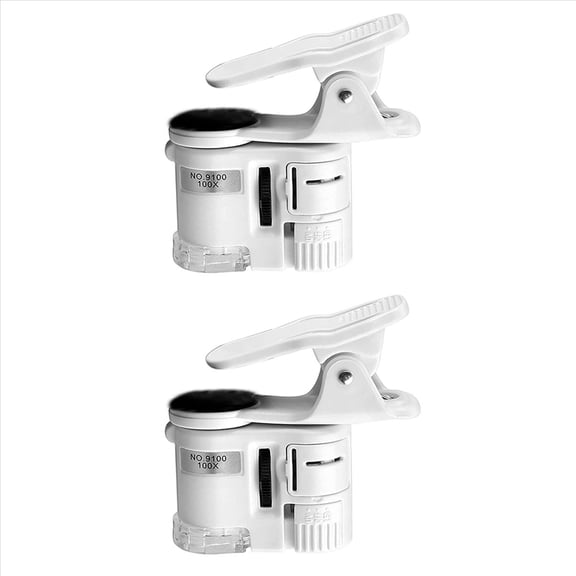 2X 100X Zoom Clip-on Microscope with LED Light, Portable Magnifier Loupe Pocket Magnifying Lens Glass