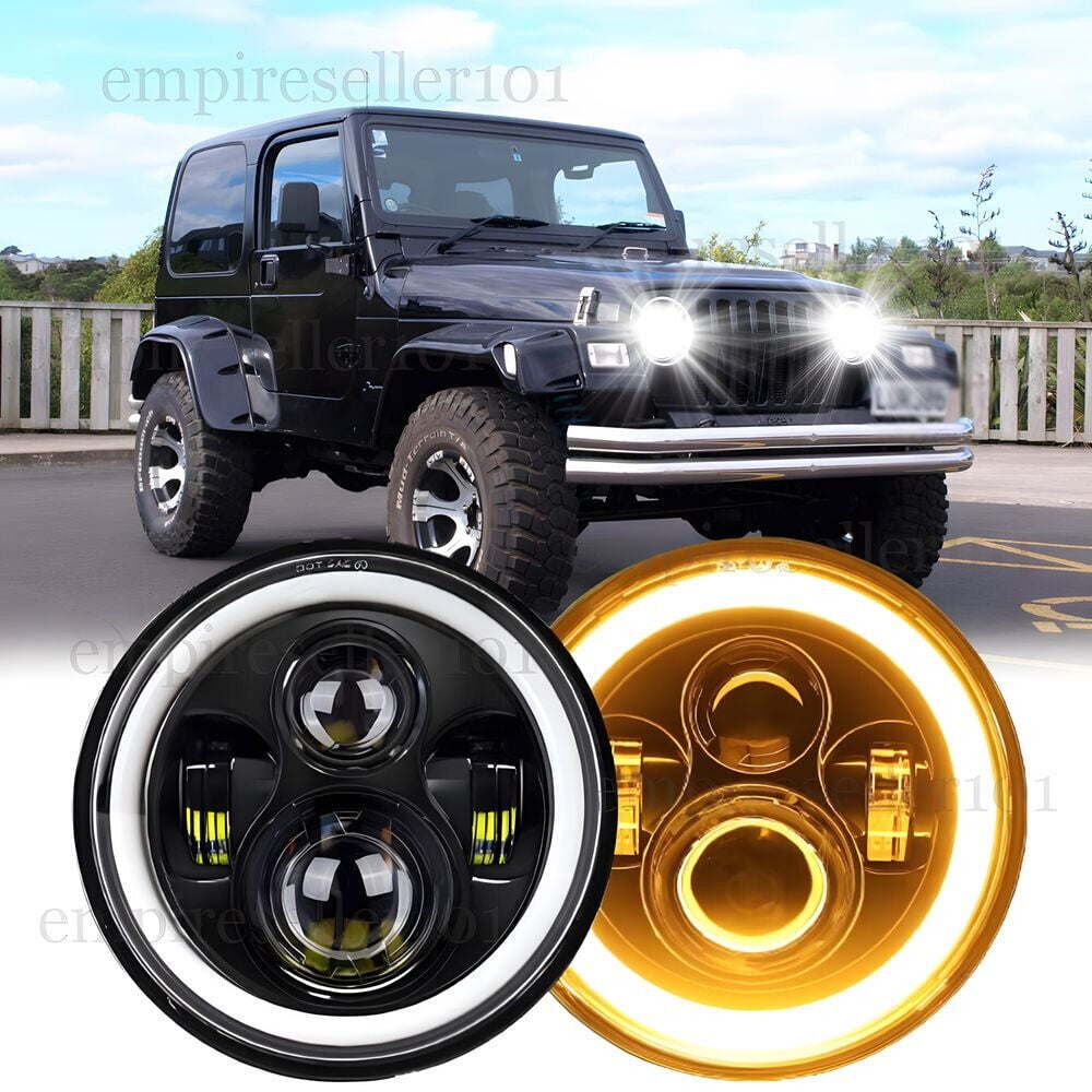 7Round 105W Led Hi/Lo Halo DRL Turn Signal Headlight for Jeep Wrangler JK TJ LJ 7Round 105W Led Hi/Lo Halo DRL Turn Signal Headlight for Jeep Wrangler JK TJ LJ