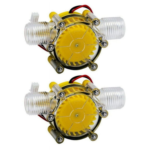 2X 10W Water Flow Pump Mini Hydro Generator Turbine Flow Hydraulic Conversion 5V,2 x Generator,Transparent & yellow