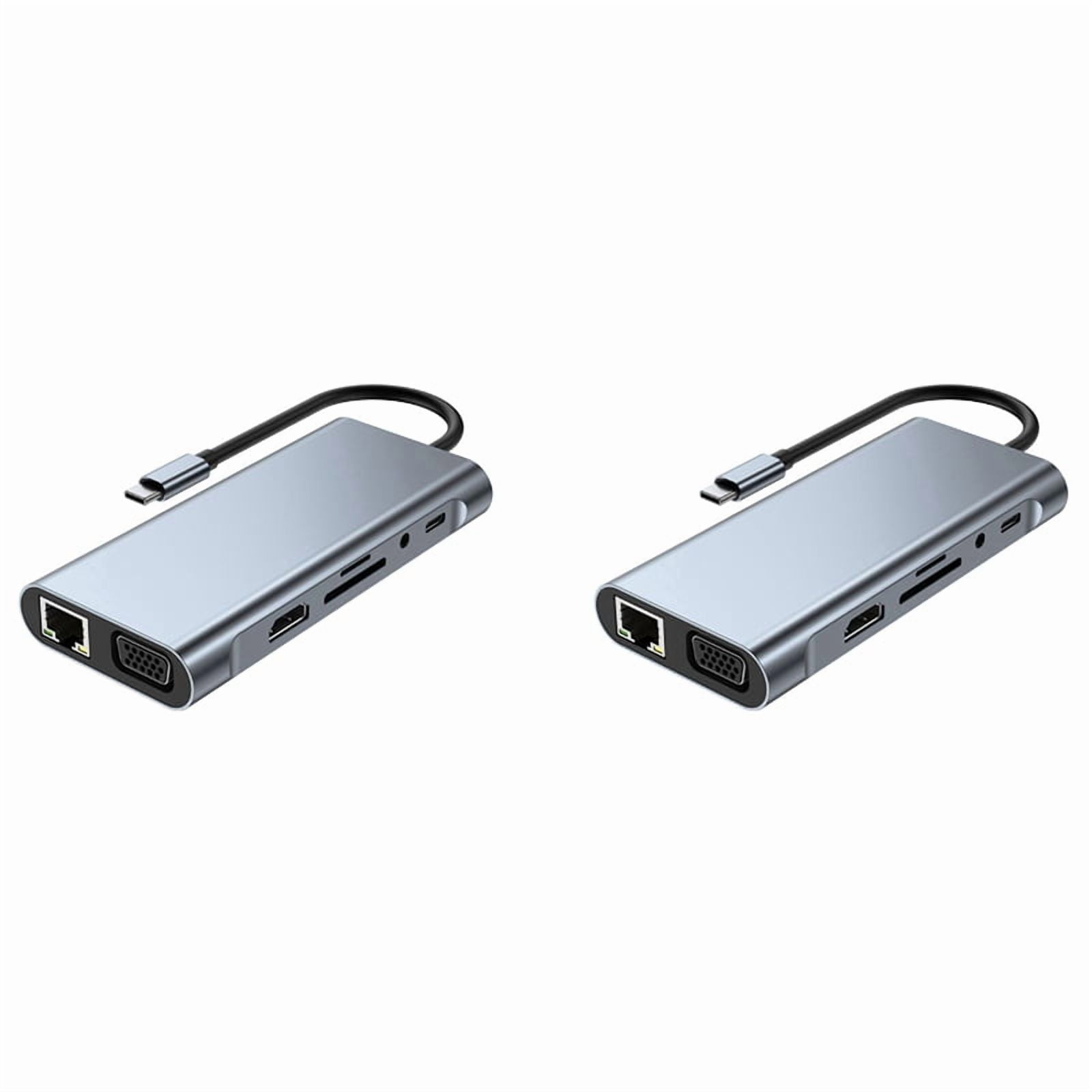 2X 11-in-1 USB C HUB Docking Station 4K Type C to -Compatible HUB Adapter USB-C to VGA RJ45 PD 100W USB Hub,2 x 11 in 1 Docking Station