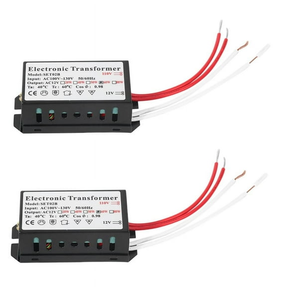 2X 110V to 12V 60W Halogen Light Power Supply Converter Electronic Transformer Black