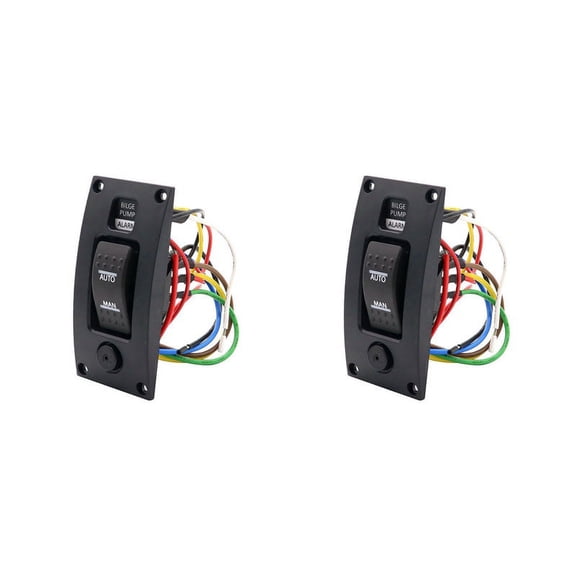2X 12-24V Bilge Pump Switch Waterproof Alarm Deck Cleaning Control Panel for Boat Bilge Pumps On/Off Switch Panel