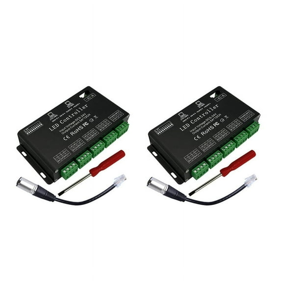 2X 12 Channel Decoder RGB LED Controller 60A PWM DMX512 Dimmer Driver for RGB Strip and LED Module Light DC12V-24V