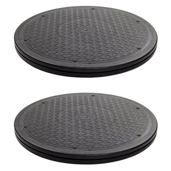 2X 12 Inch Heavy Duty Rotating Swivel Steel Ball Bearings Stand for Monitor TV Turntable Lazy Susans Black Round Shape,2 x Shelf,black