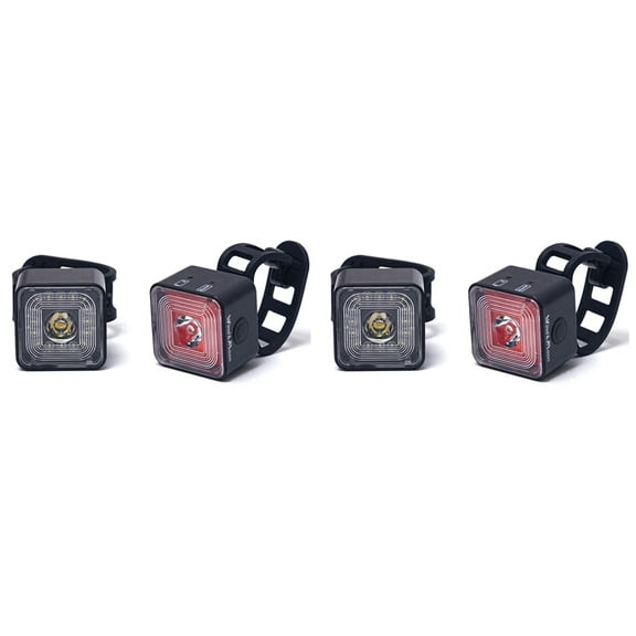 2X 120 Lumen IP66 Waterproof Light Sets Headlight and Tail Light Sets for 5 Gear Mode Brake Lamp,WT06+WT06S