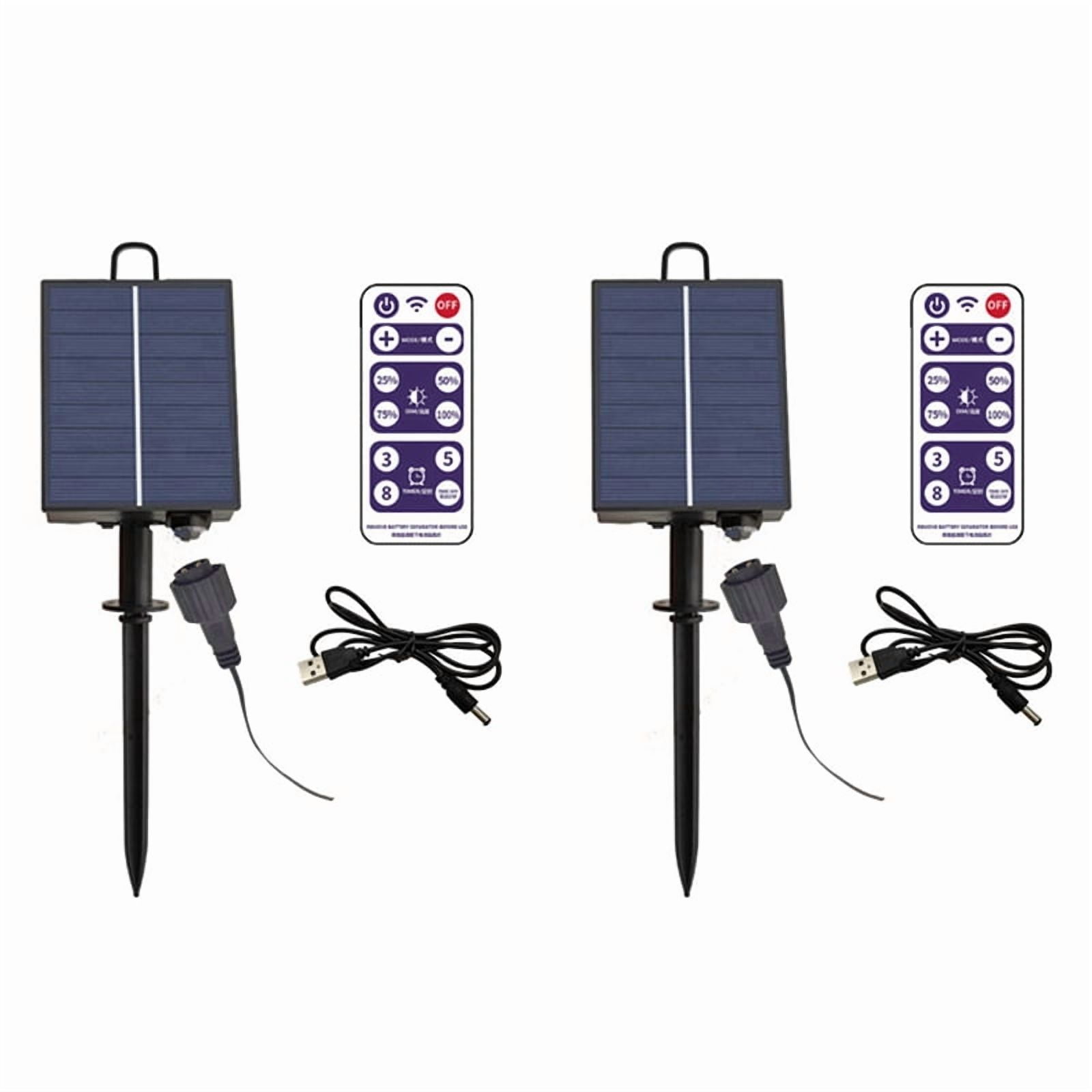 2X 1200mAh Solar Panel Control Box Kits Lithium Battery Panel for 3.7V 24V LED String Strip Lamp DC Charging