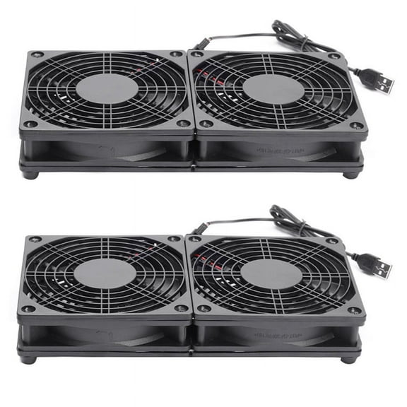 2X 120mm 5V USB Powered PC Router Dual Fans with Speed Controller High Cooling Fan for Router Modem Receiver