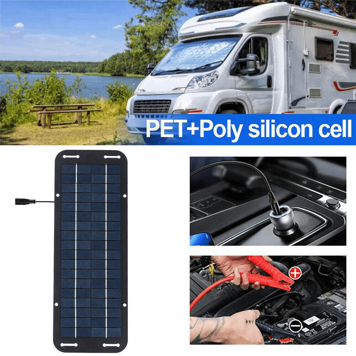 2X 12V 30W Portable Solar Panel Car Boat Power Solar Panel Battery