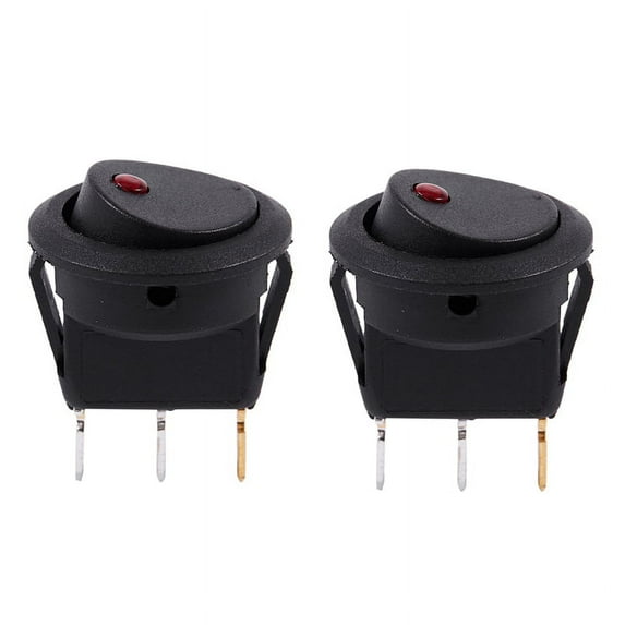 2X 12V LED Inverter Rocking Rocker Switch ROUND SPST ON- for BOAT Car Red