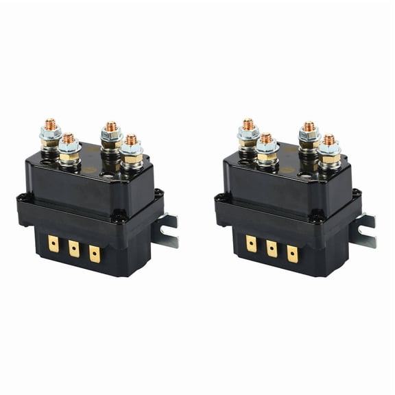 2X 12V Winch Rocker Switch Thumb 250A Solenoid Relay Contactor Winches for ATV UTV,2 x winch relay,Black
