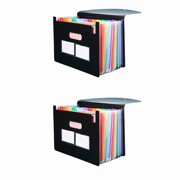 2X 13 Pockets Expanding File Folder A4 Expandable File Organizer Standing Accordions Folder