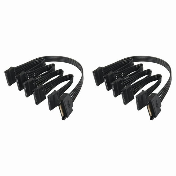 2X 15 Pin Power Splitter 1 To5 Hard Drive HDD SSD Power Supply Cable Cord Extension Cable Hard Disk Expansion Cable,2 x Hard Disk Expansion Cable,Black