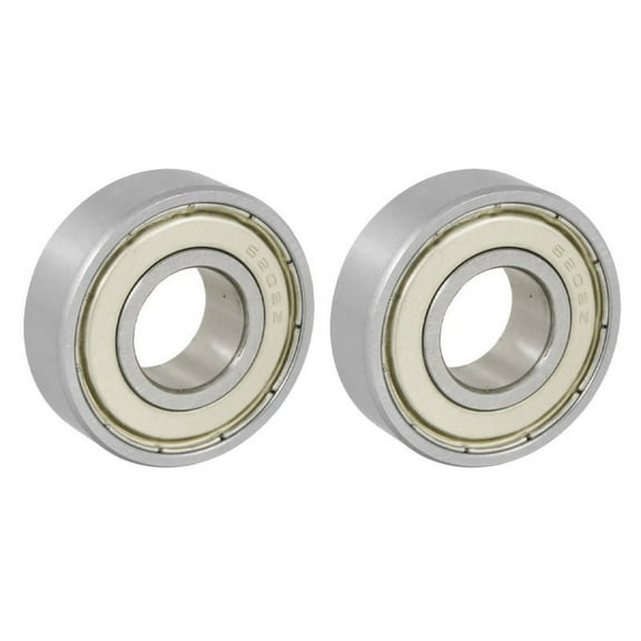 2X 15x35x11mm Shielded Miniature Deep Groove Radial 6202Z Bearing Silver + White