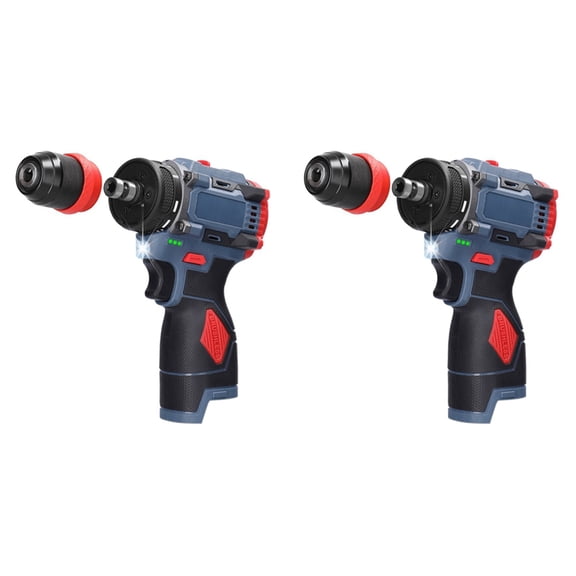 2X 16.8V 2-in-1 Lithium Drill Electric Screwdriver Multi-Function Power Tool 45Nm Torque Brushless Motor Screw Driver B,2 x 2-in-1 Power Tool,Blue-Gray