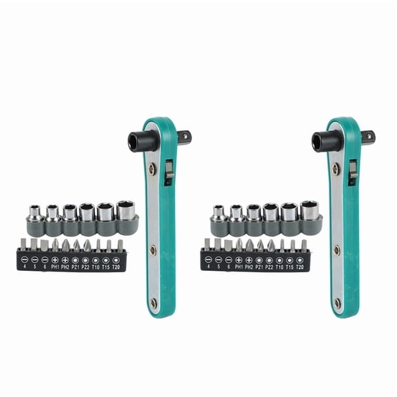 2X 17 in 1 Steel Wrench Driver Set Torx Screwdriver Set Ratchet Socket Torque Wrench Bit Flat Bits Socket