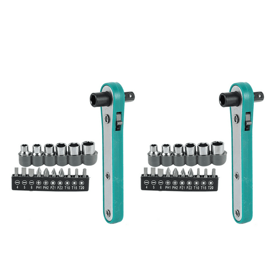 2X 17 in 1 Steel Wrench Driver Set Torx Screwdriver Set Ratchet Socket Torque Wrench Screw Bit Flat Bits Socket