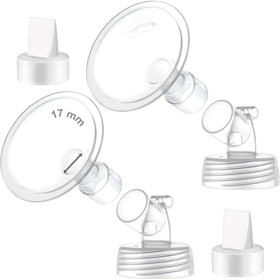 Maymom Two-Piece Wide Neck Pump Parts Compatible with Spectra S1 S2 (17 mm Flange with Valve)