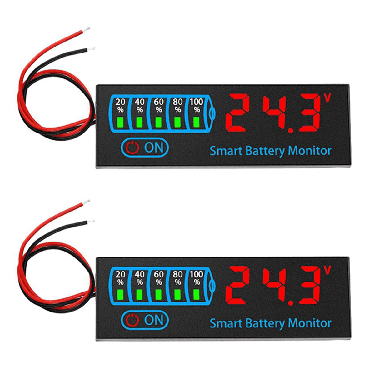 2X 18650 Li-Ion Lipo Lithium Test 7-55V Acid Battery Level Indicator ...