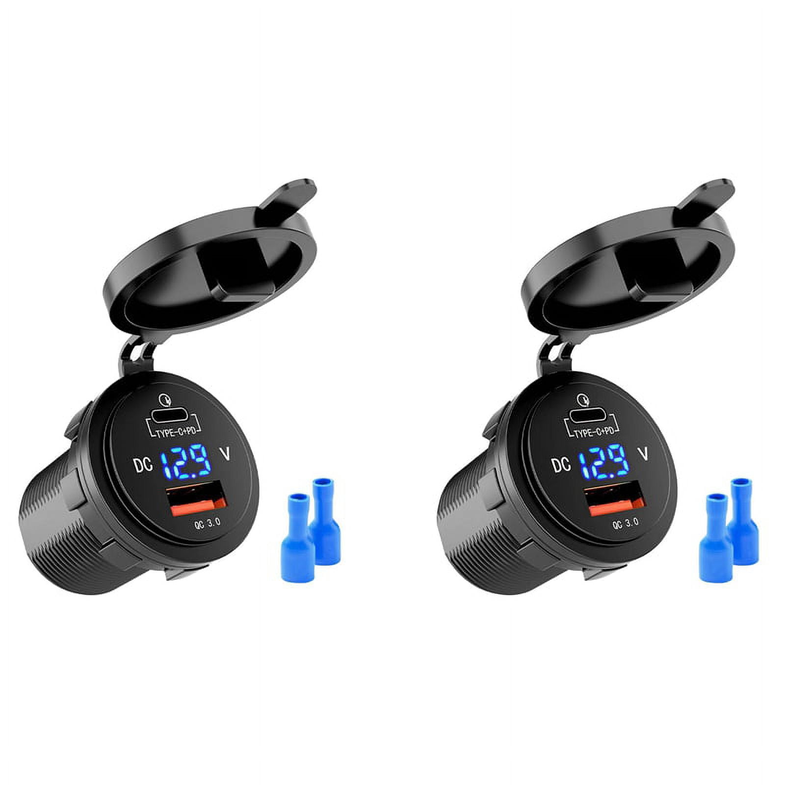 Chargeur USB pour moto, 30 W 18 W, Quick Charge 3.0, étanche, double USB, avec voltmètre et interrupteur marche/arrêt, accessoire de moto pour guidon de 7/8