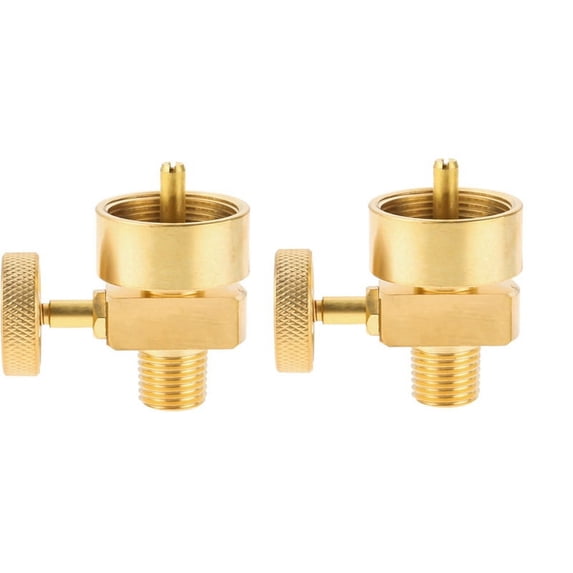 2X 1LB Propane Gas Disposal Cylinder Bottle Adapter Valve +1/4 Inch NPT Male & M8X1 Female Thread Fire Pit Stove BBQ