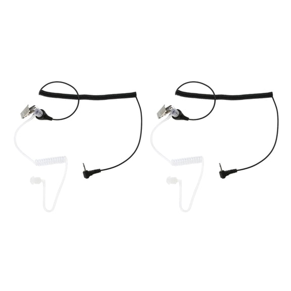 2X 1Pin 2.5mm Covert Acoustic Tube Earpiece Earphone for 2Way Radios with Spare Soft Plastic Earbud