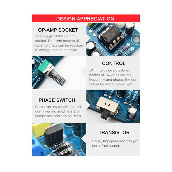2X 2.1 Channel Subwoofer Preamp Board Amplifier Board Low Pass Filter Bass Preamplifier(Finished Product)