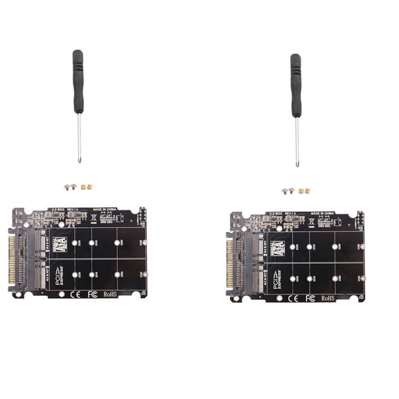 2X,2 in 1 M.2 NVMe U2PCB M.2 NVME SSD Key M Key B SSD to U.2 SFF-8639 Adapter PCIe M2 Converter Desktop Computer,2 x M.2 SSD to U.2 Adapter,Black