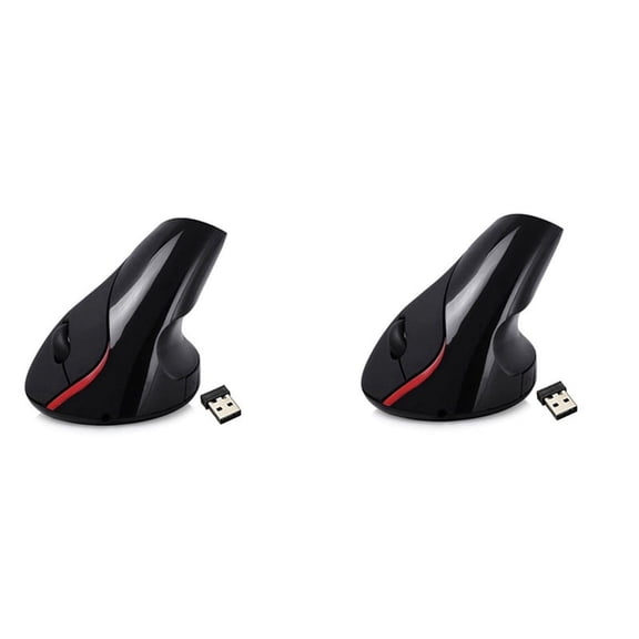2X 2.4 Ghz Wireless Vertical Ergonomic Optical Rechargeable 5D 2400DPI Gaming Mouse Black