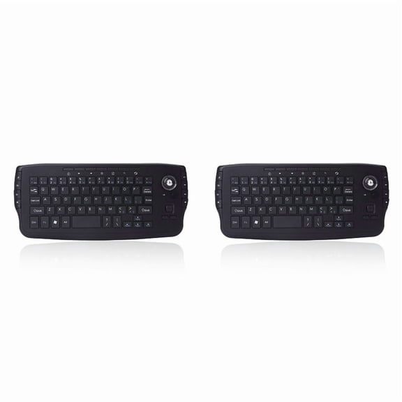 2X 2.4G Wireless Ergonomic Mini Keyboard Gaming Keyboard with 15 Multimedia Keys and Trackball