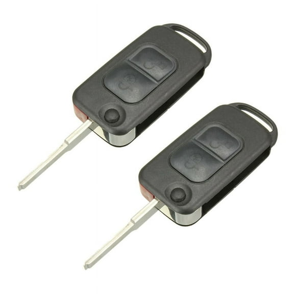 2X 2 Button Flip Remote Key Case HU64 Blade FOB for a C E S W168 W202 Car,2 x Remote Key (2 Case, 2 Blade, 2 Spring),Black