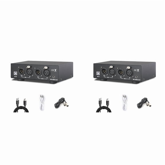 2X 2 Channel 48V Phantom Power Supply,Universal Compact Phantom Power for Condenser Microphone Music Recording Equipment,2 x 48V Phantom Power 2 cable 2 x audio cable 4 x XLR Cables,Black