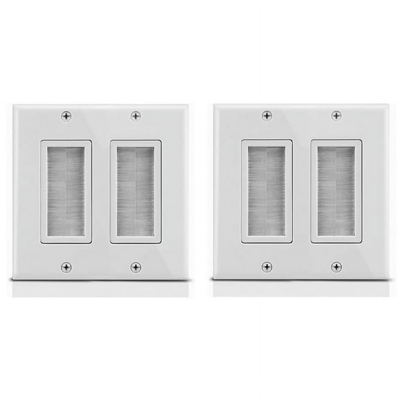 2X 2-Gang Wall Plate, Brush Style Opening Passthrough Low Voltage Cable Plate In-Wall Installation for Speaker Wires