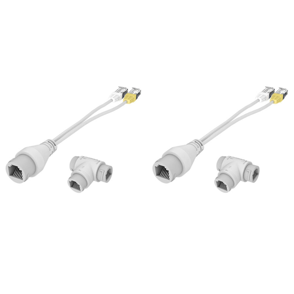 2X 2-In-1 POE Camera Simplified Cable Connector Splitter Cable Connector Three-Way RJ45 POE Camera Install Adapter