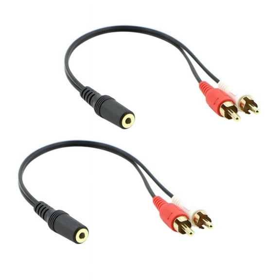 2X 2-RCA Male to Female 3.5mm Aux Stereo Audio Cable