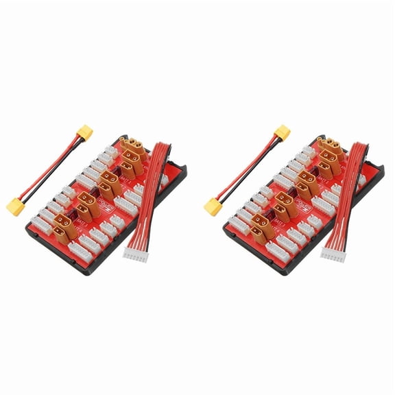2X 2 in 1 XT30 Parallel Charging Board+ Cable Supports 4 Packs 2-6S Lipo Battery for RC Models Multicopter