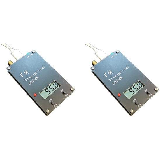 2X 2000M 0.5W FM Transmitter Stereo Digital LED Display Frequency 88M-108MHz for Campus Radio Radio Broadcast