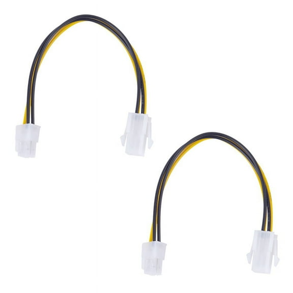 2X 20CM/8Inch 12V 4 Pin Male to 4 Pin P4 Female CPU Power Supply Extension Cable,2 x CPU Power Extension Cable