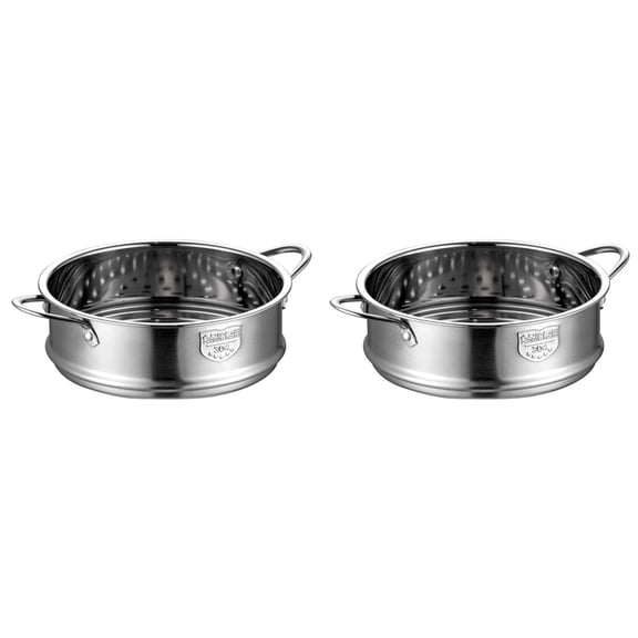 2X 20cm Thickening Food Steam Rack Stainless Steel Steamer with Double Ear for Soup Pot Milk Kitchen Tools