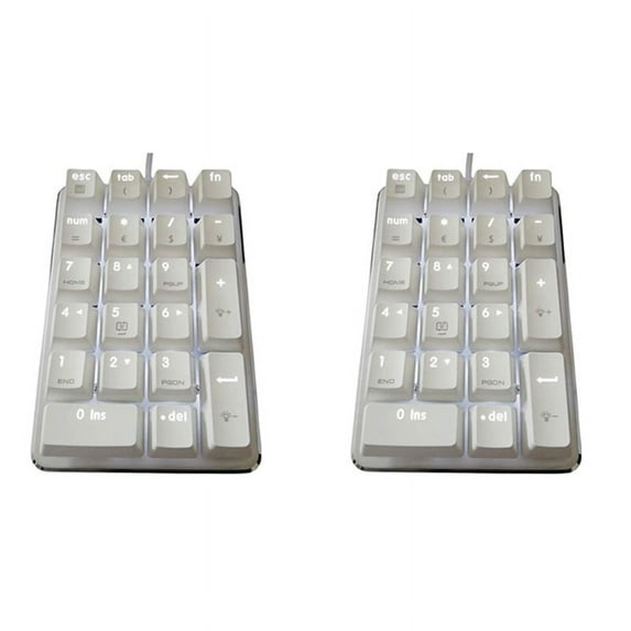 2X 21 Keys White Backlit Mechanical Numeric Keypad Numpad with Cherry Blue Switches for Notebook Desktop PC