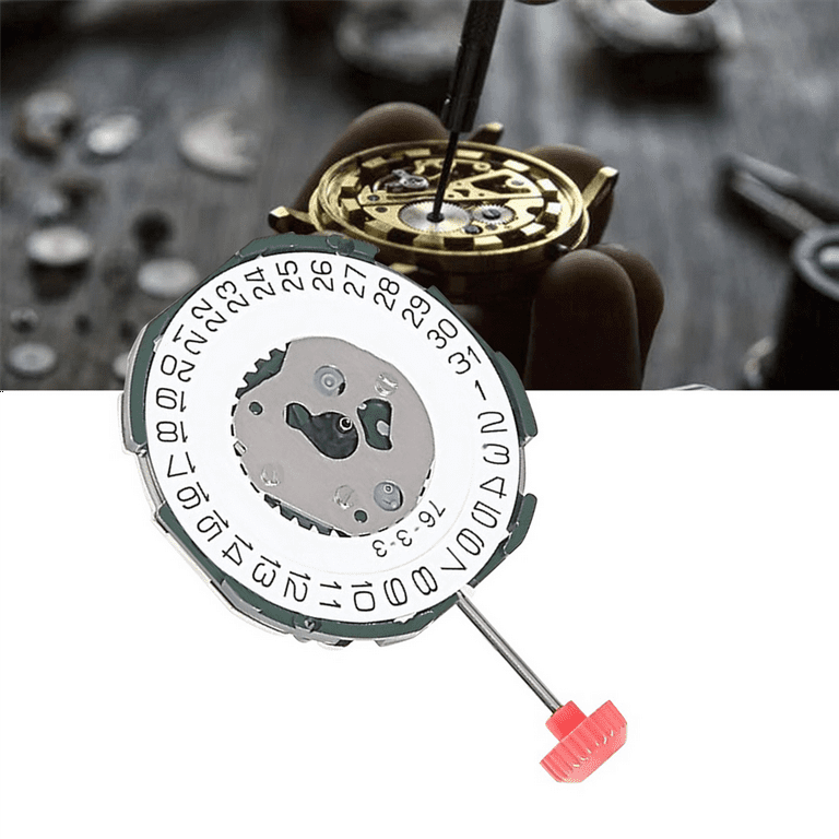 2x 2115 Movement with Handle Battery 2035 Men s Single Calendar Three Point Electronic Quartz Watch Movement Replacement Size 2XL Silver