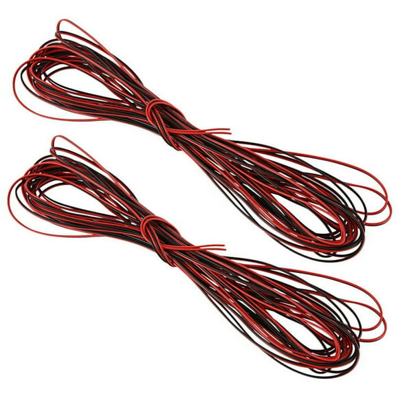 2X 22 Gauge 15M Red Black Zip Wire AWG Cable Power Ground Stranded Copper Car