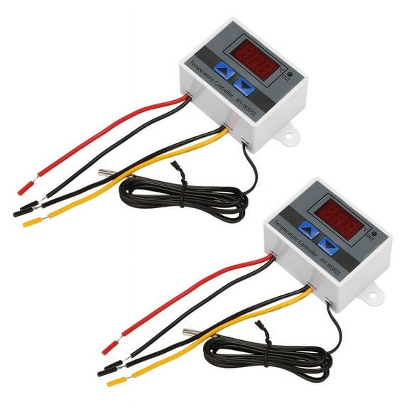 2X 220V Digital LED Temperature Controller 10A Thermostat Control with Switch Digital Display Incubation Controller,2 x Temperature Controller,White