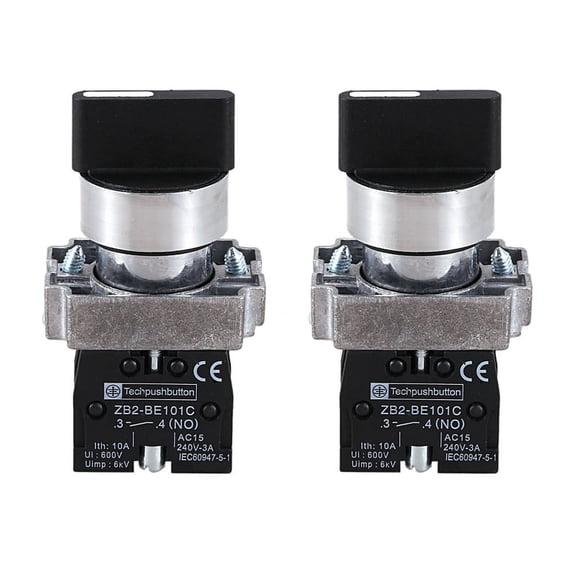 2X 22mm Latching 2 NO 3-Position Rotary Selector Select Switch ZB2-BE101C Black