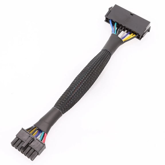 2X 24 Pin to 14 Pin ATX PSU Main Power Adapter Braided Sleeved Cable for for PC and Servers 12-Inch(30cm),2 x Power Adapter Braided Sleeved Cable,black