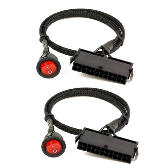 2X 24-Pin Female ATX PSU PC Power Supply  Tester  Up Jumper  Cable with ON/OFF Switch,50cm