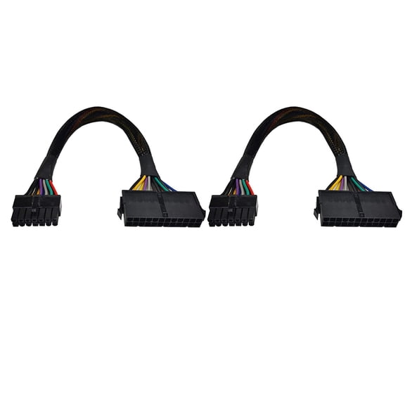 2X 24 Pin to 14 Pin ATX PSU Main Power Adapter Braided Sleeved Cable for for PC and Servers 12-Inch(30cm)