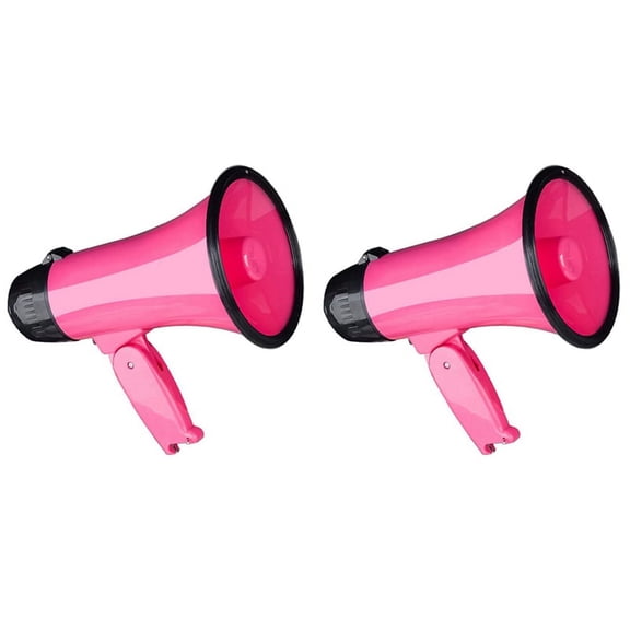 2X 25 Watt Compact Speaker PA Bullhorn - with Built-in Siren, Voice Recorder, Bottle Opener,Pink