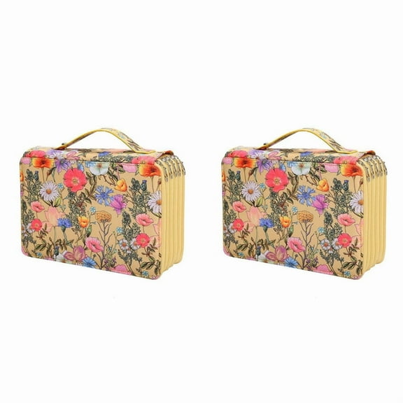 2X 250 Slots Colored Pencil Case with 5 Layer Zipper Large Capacity Pens Storage Holder Bag for Student Artist B