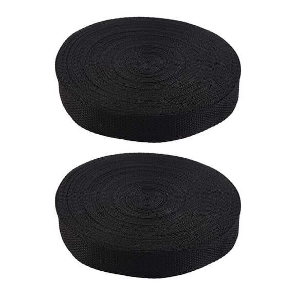 2X 25mmx20m Roll Nylon Tape Strap For Webbing Bag Strapping Belt Making DIY Craft - Black,2 x Nylon Webbing Tape,black