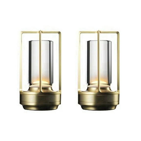 2X 2600MAh Rechargeable LED Table Lamp Modern Touch Adjustment Table Lamp for Bedroom Restaurant Decoration Light Gold
